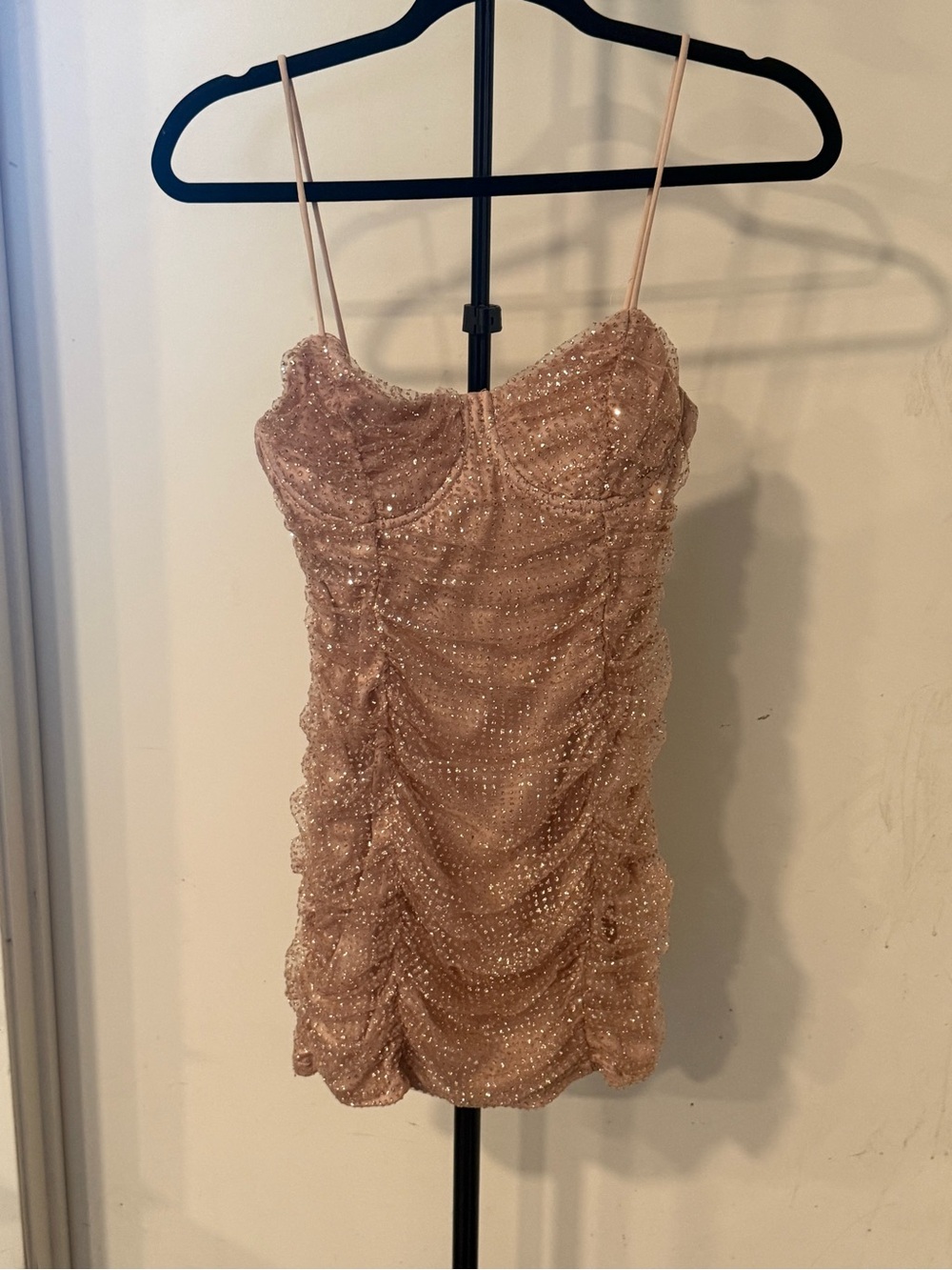 Hello Molly Sequin Ruched Cami Top - Blush